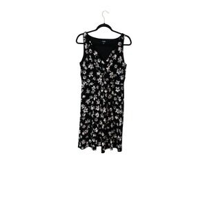 Chaps Women's Large Faux‎ Wrap Floral Print Sleeveless Knee Length Dress
